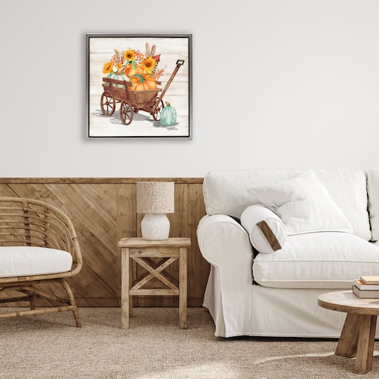 Stupell Industries Pumpkin Farm Harvest Wagon Floater Framed Art